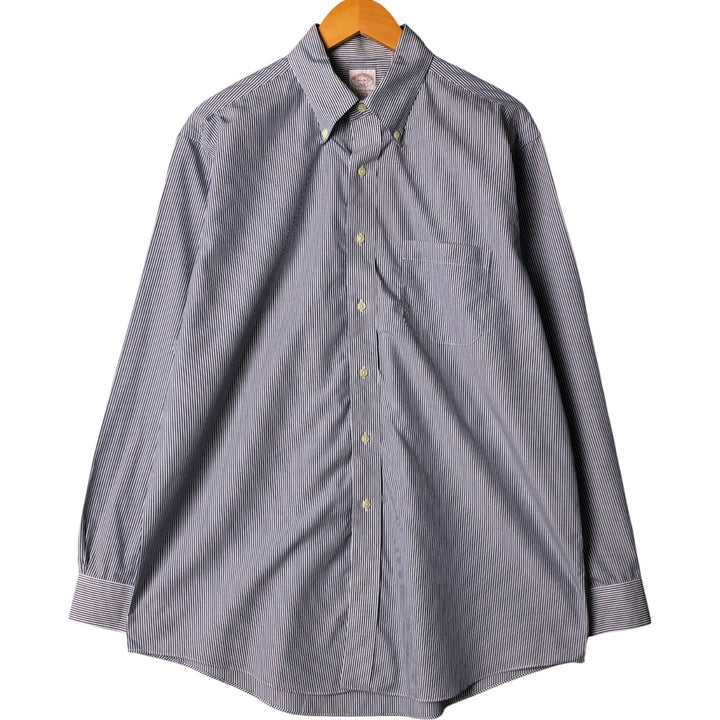 Brooks Brothers 346 Long Sleeve Button-Down Striped Shirt, Men's Size L cotton blue type Vintage Second Hand
