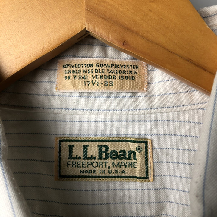 Vintage 80s-90'S LLBean long-sleeved button-down striped shirt, Made in USA, Men's XL cotton white type Vintage Second Hand