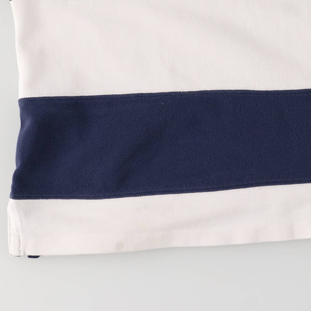 Ralph Lauren striped hooded long-sleeved rugby shirt, size M, men's unclear white type Vintage Second Hand