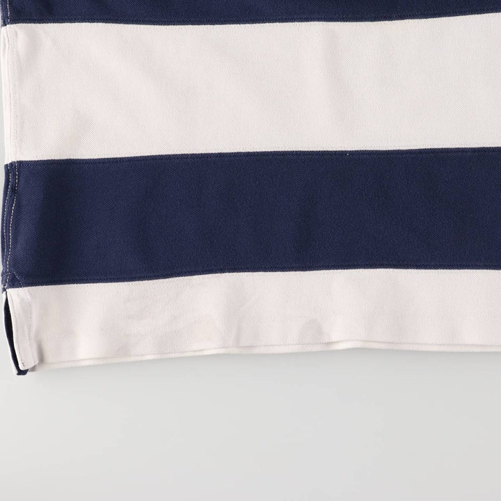 Ralph Lauren striped hooded long-sleeved rugby shirt, size M, men's unclear white type Vintage Second Hand