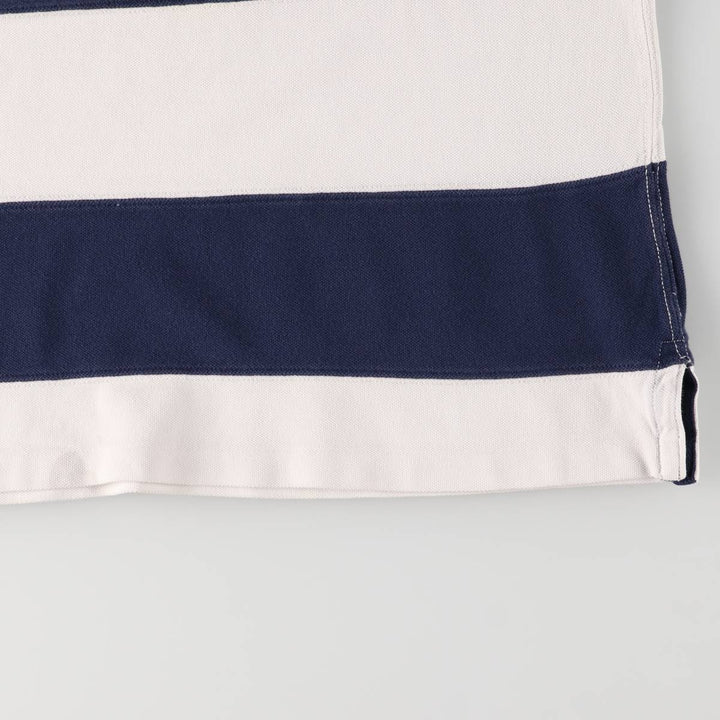 Ralph Lauren striped hooded long-sleeved rugby shirt, size M, men's unclear white type Vintage Second Hand