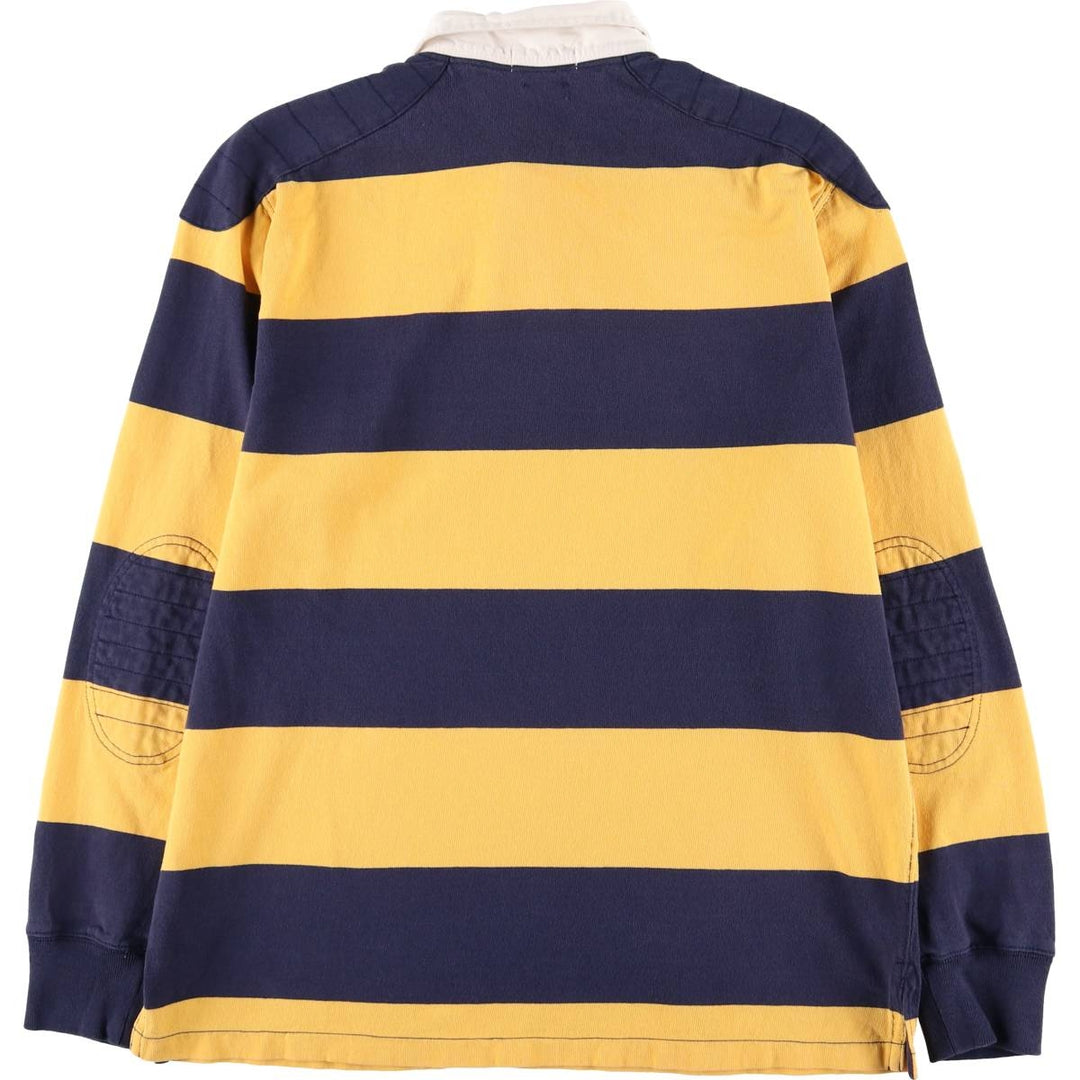 Ralph Lauren POLO RALPH LAUREN CUSTOM FIT Border Pattern Long Sleeve Rugby Shirt Men's L size cotton yellow type Vintage Second Hand