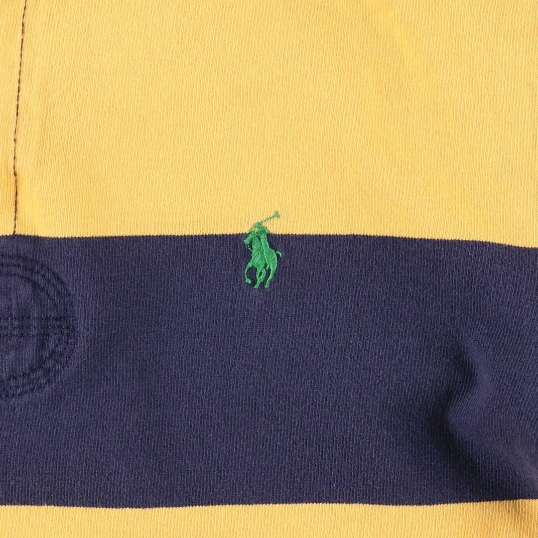 Ralph Lauren POLO RALPH LAUREN CUSTOM FIT Border Pattern Long Sleeve Rugby Shirt Men's L size cotton yellow type Vintage Second Hand