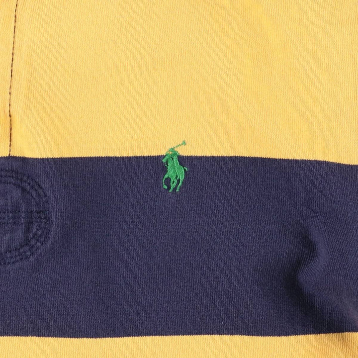 Ralph Lauren POLO RALPH LAUREN CUSTOM FIT Border Pattern Long Sleeve Rugby Shirt Men's L size cotton yellow type Vintage Second Hand