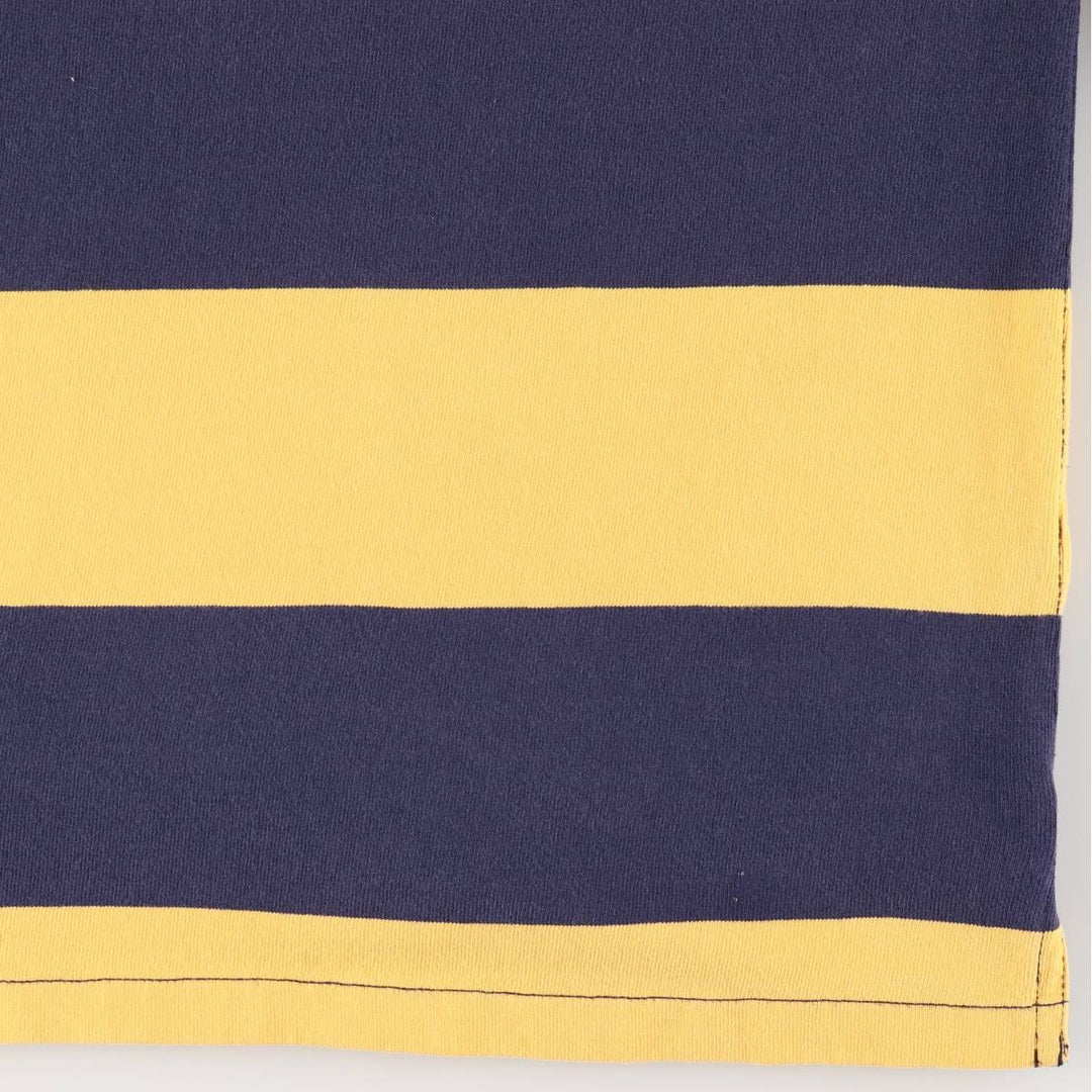 Ralph Lauren POLO RALPH LAUREN CUSTOM FIT Border Pattern Long Sleeve Rugby Shirt Men's L size cotton yellow type Vintage Second Hand