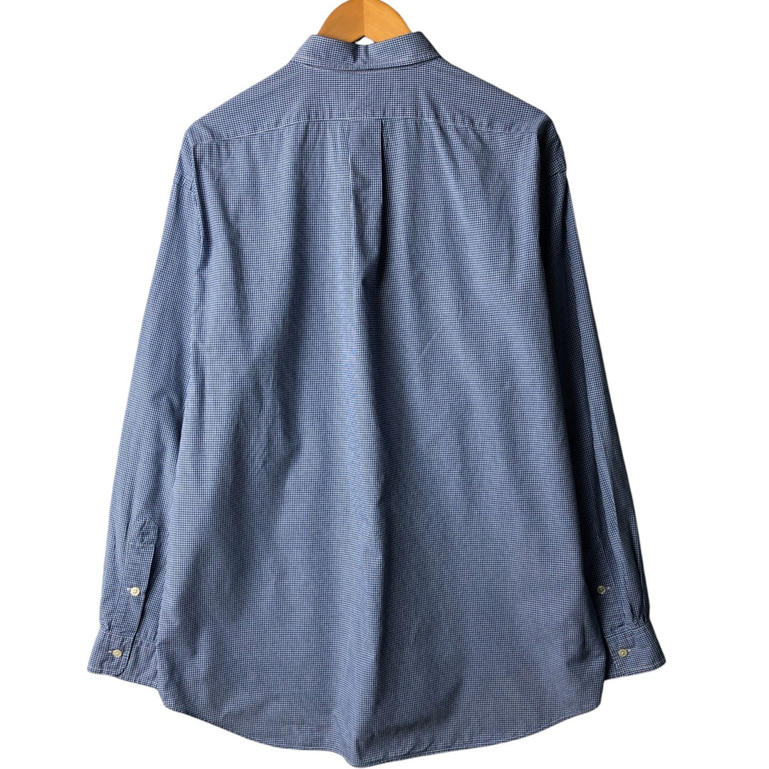 Ralph Lauren POLO by Ralph Lauren gingham check long-sleeved cotton check shirt, men's size XL cotton blue type Vintage Second Hand