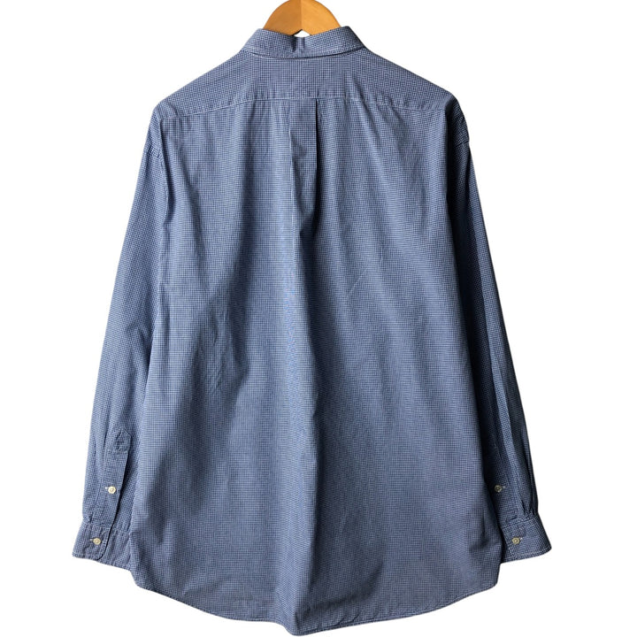 Ralph Lauren POLO by Ralph Lauren gingham check long-sleeved cotton check shirt, men's size XL cotton blue type Vintage Second Hand