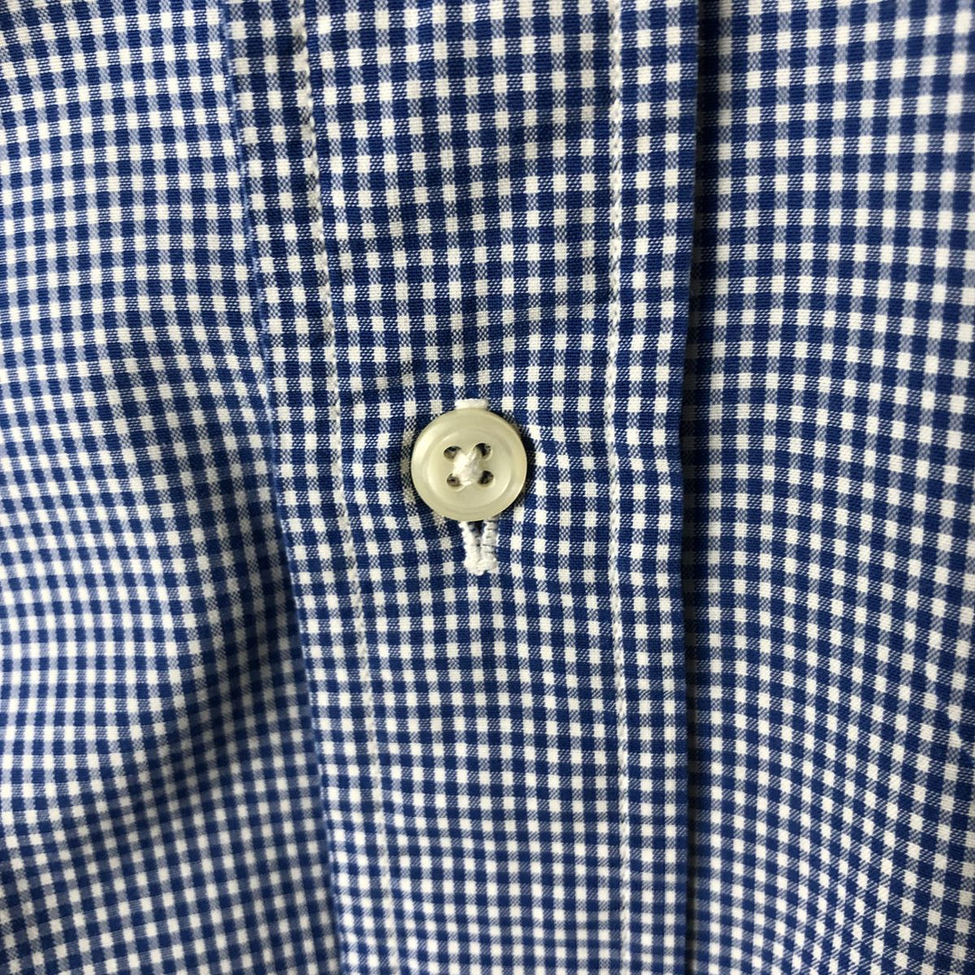 Ralph Lauren POLO by Ralph Lauren gingham check long-sleeved cotton check shirt, men's size XL cotton blue type Vintage Second Hand