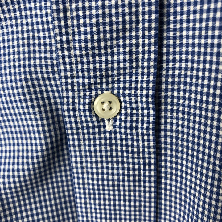 Ralph Lauren POLO by Ralph Lauren gingham check long-sleeved cotton check shirt, men's size XL cotton blue type Vintage Second Hand