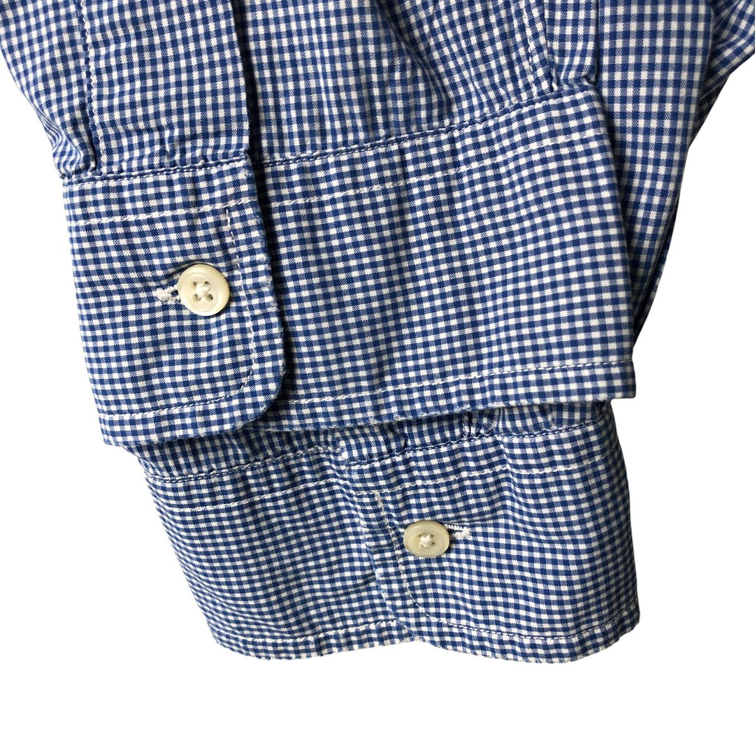 Ralph Lauren POLO by Ralph Lauren gingham check long-sleeved cotton check shirt, men's size XL cotton blue type Vintage Second Hand