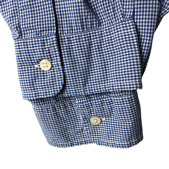 Ralph Lauren POLO by Ralph Lauren gingham check long-sleeved cotton check shirt, men's size XL cotton blue type Vintage Second Hand