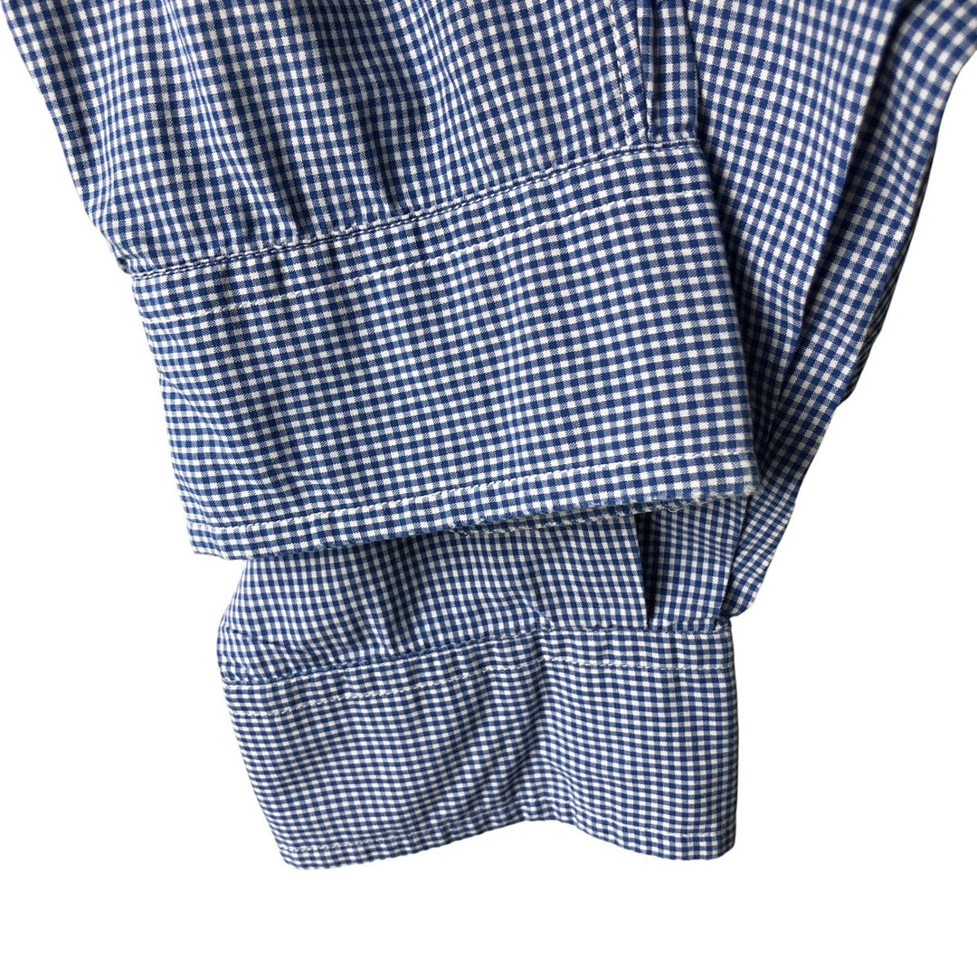 Ralph Lauren POLO by Ralph Lauren gingham check long-sleeved cotton check shirt, men's size XL cotton blue type Vintage Second Hand