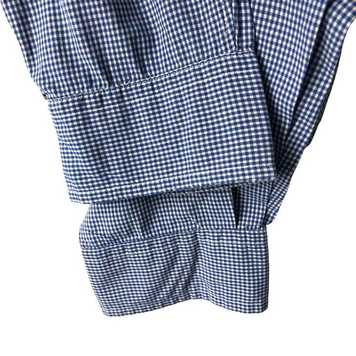 Ralph Lauren POLO by Ralph Lauren gingham check long-sleeved cotton check shirt, men's size XL cotton blue type Vintage Second Hand