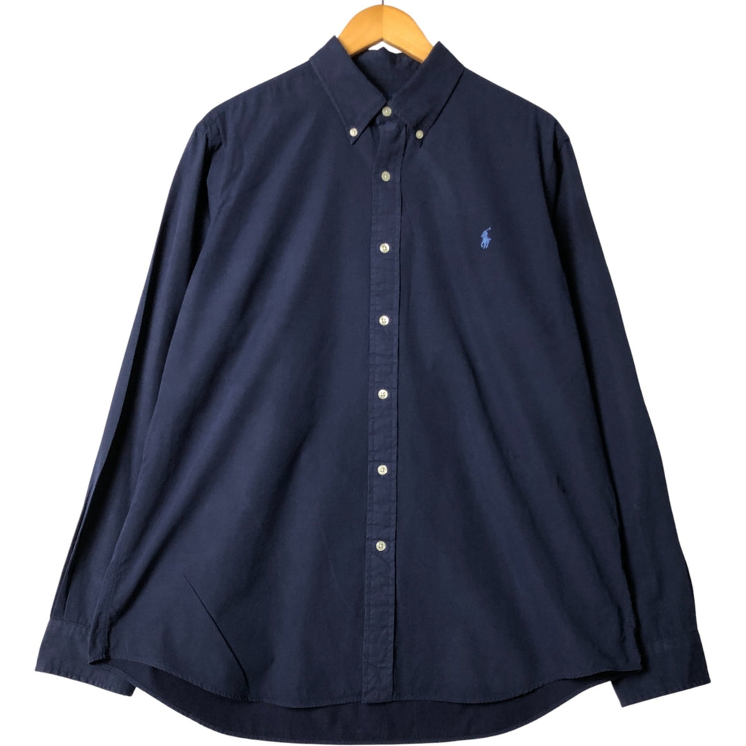 Ralph Lauren long sleeve button down shirt, men's XL size cotton navy blue type Vintage Second Hand