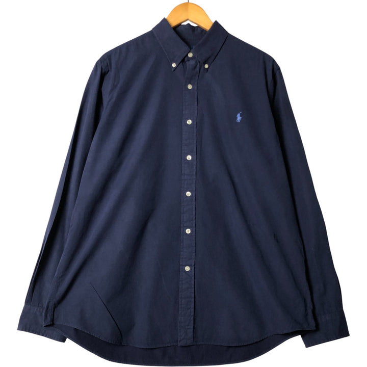 Ralph Lauren long sleeve button down shirt, men's XL size cotton navy blue type Vintage Second Hand