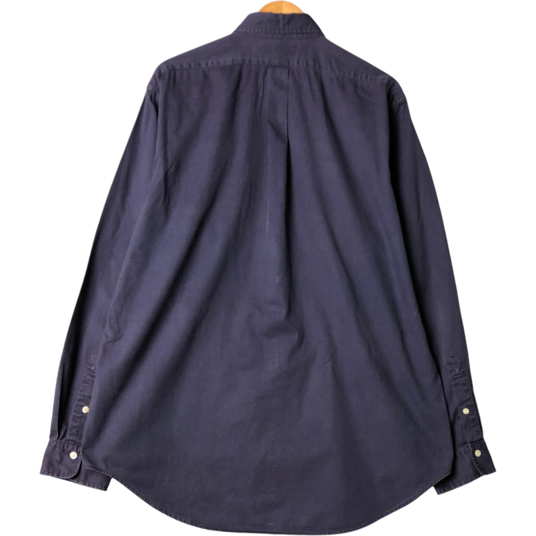 Ralph Lauren POLO by Ralph Lauren long sleeve button down shirt, men's XL size cotton Navy blue Vintage Second Hand