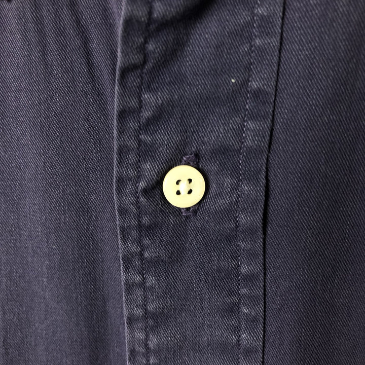 Ralph Lauren POLO by Ralph Lauren long sleeve button down shirt, men's XL size cotton Navy blue Vintage Second Hand