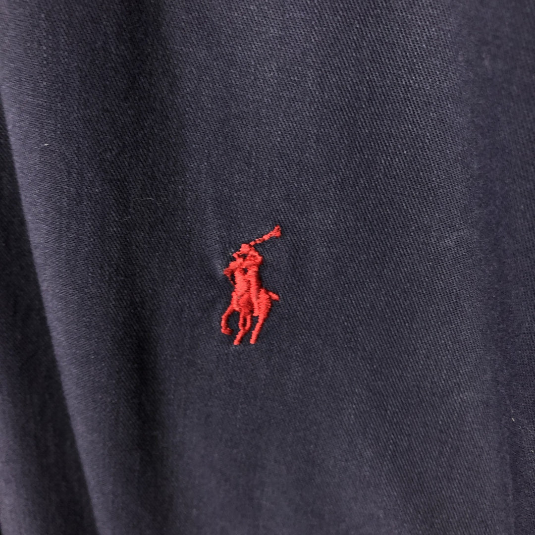 Ralph Lauren POLO by Ralph Lauren long sleeve button down shirt, men's XL size cotton Navy blue Vintage Second Hand
