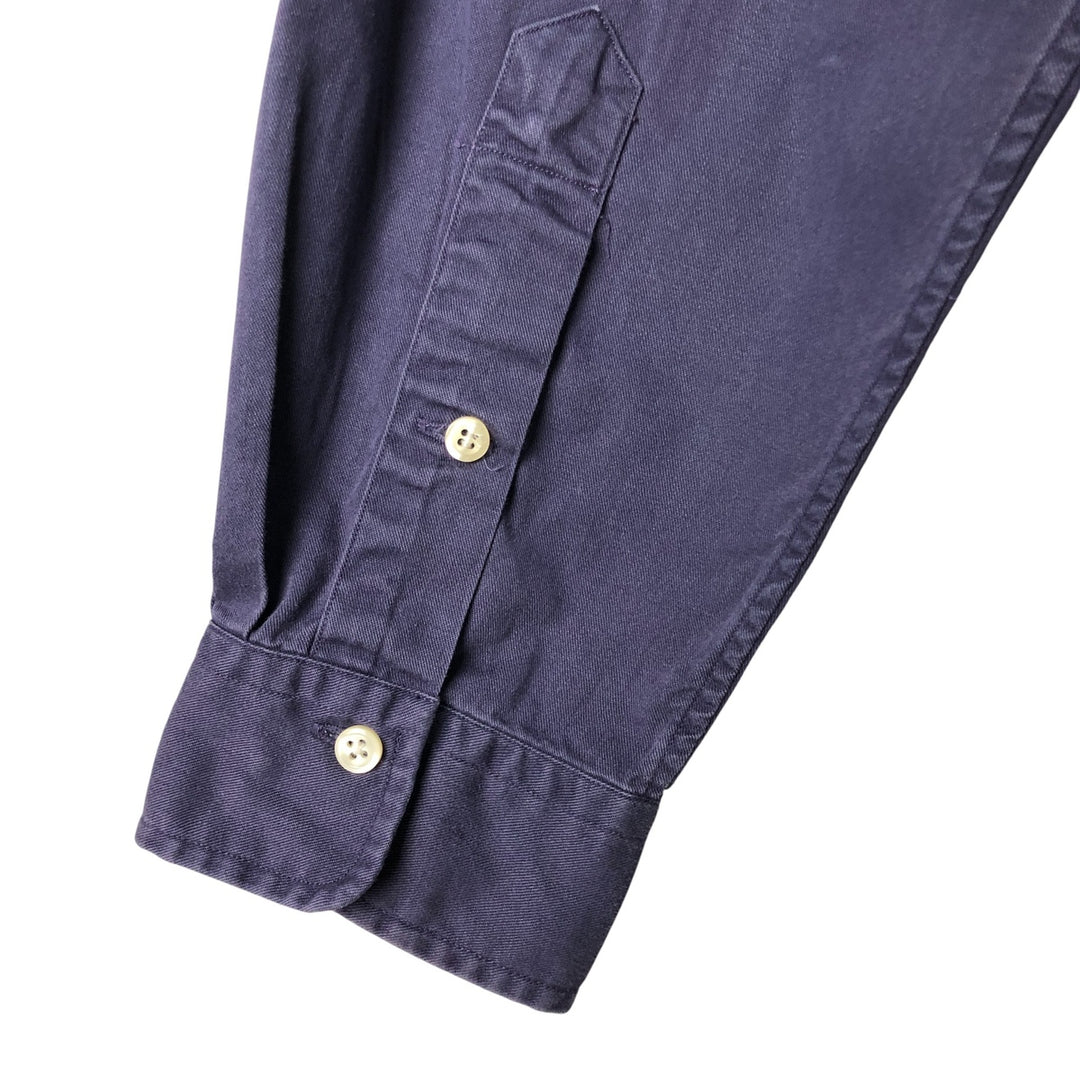 Ralph Lauren POLO by Ralph Lauren long sleeve button down shirt, men's XL size cotton Navy blue Vintage Second Hand