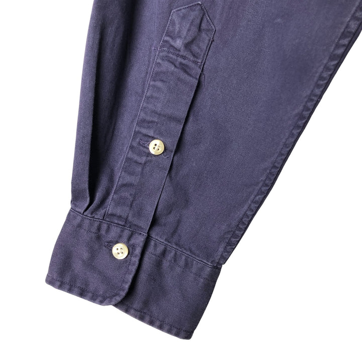Ralph Lauren POLO by Ralph Lauren long sleeve button down shirt, men's XL size cotton Navy blue Vintage Second Hand
