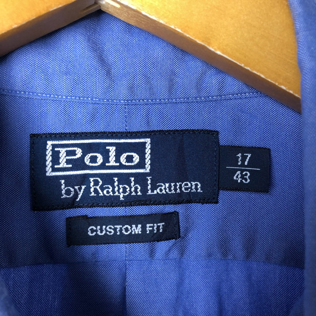 Ralph Lauren CUSTOM FIT long sleeve button down shirt, men's XL size cotton Blue type light blue Vintage Second Hand