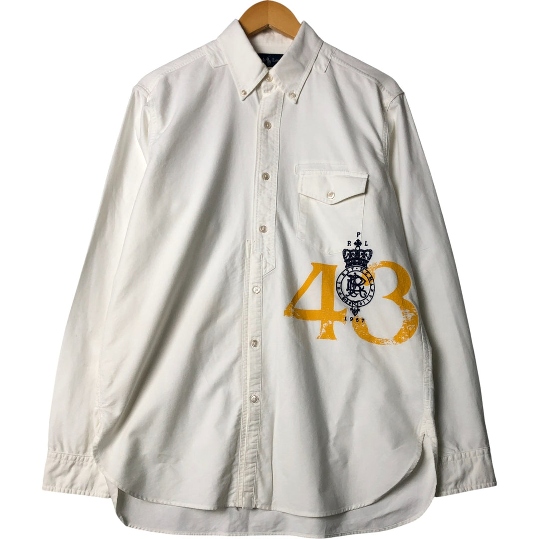 Ralph Lauren long sleeve button down shirt, men's size M cotton white type Vintage Second Hand
