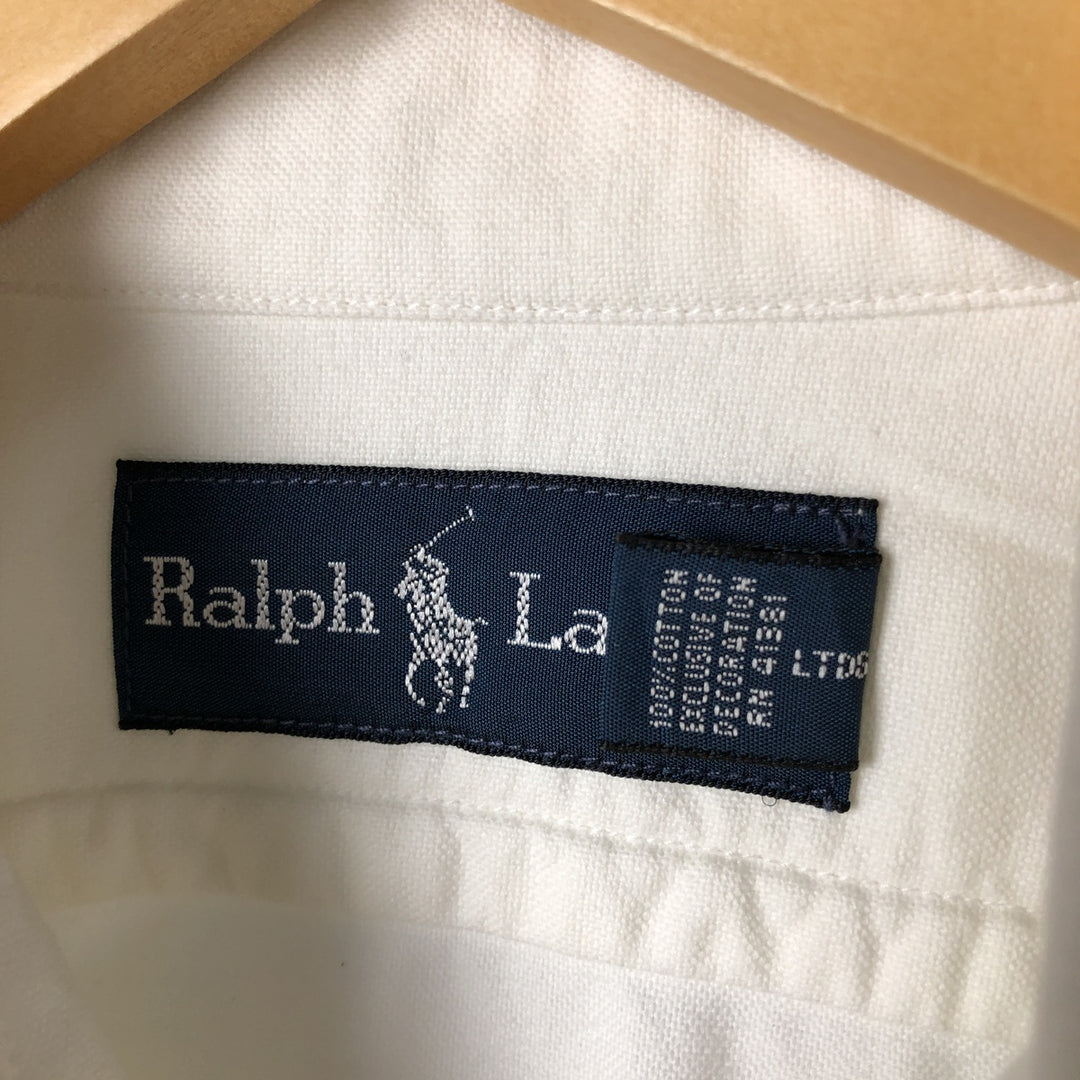 Ralph Lauren long sleeve button down shirt, men's size M cotton white type Vintage Second Hand