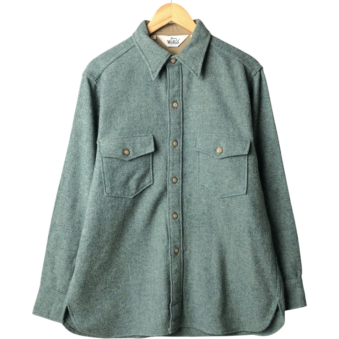 Vintage 1970'S WOOLRICH wool shirt, made in the USA, size L, men's wool Emerald green Vintage Second Hand