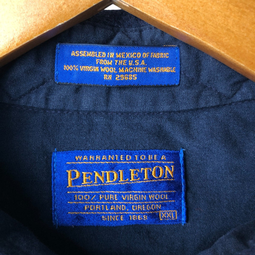 Pendleton wool shirt, men's size XXL wool navy blue type Vintage Second Hand