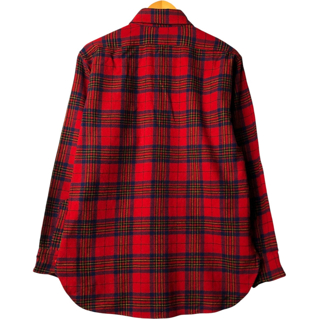 Vintage 1970'S Pendleton Check Pattern Wool Shirt, Made in USA, Men's Size Medium, Long Sleeve wool red type Vintage Second Hand