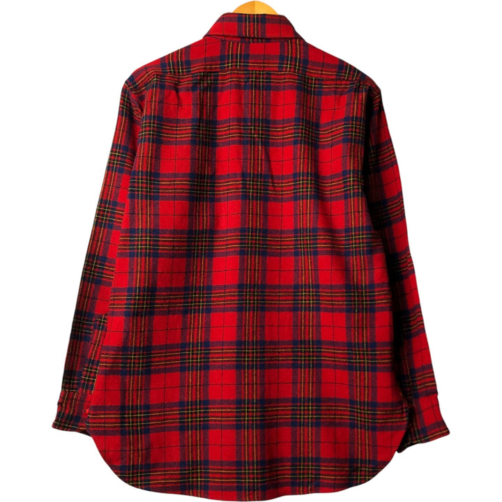 Vintage 1970'S Pendleton Check Pattern Wool Shirt, Made in USA, Men's Size Medium, Long Sleeve wool red type Vintage Second Hand