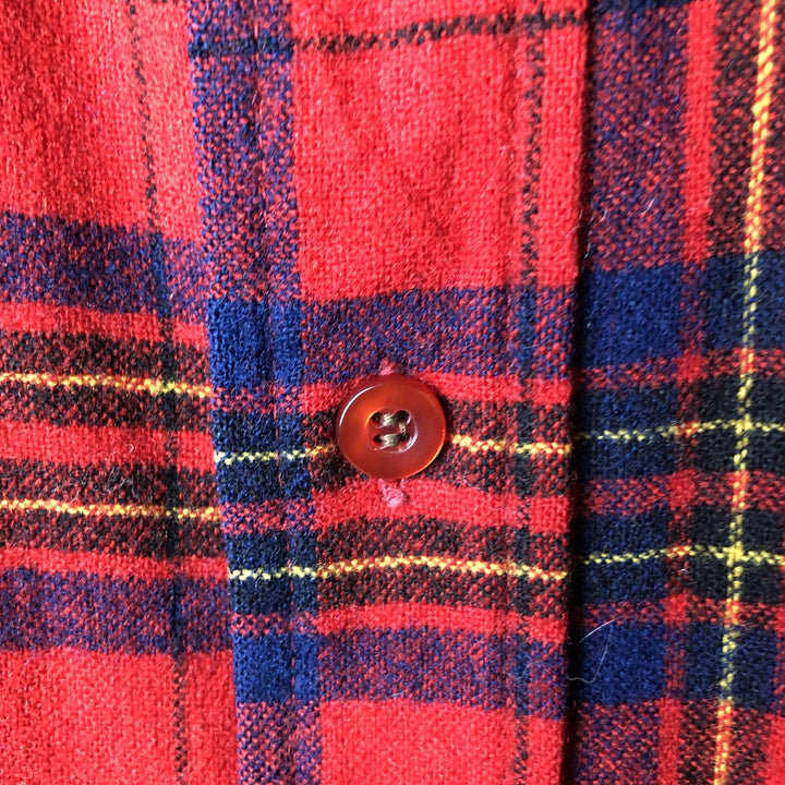 Vintage 1970'S Pendleton Check Pattern Wool Shirt, Made in USA, Men's Size Medium, Long Sleeve wool red type Vintage Second Hand