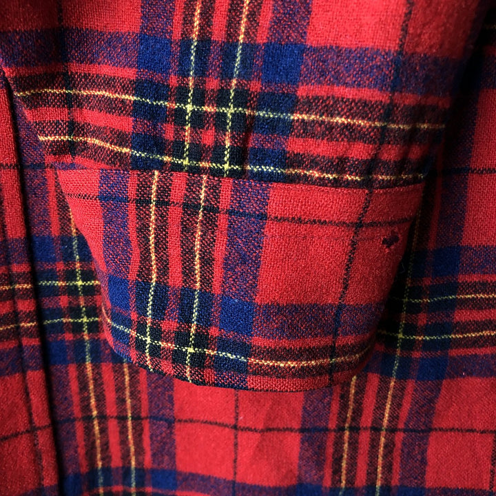 Vintage 1970'S Pendleton Check Pattern Wool Shirt, Made in USA, Men's Size Medium, Long Sleeve wool red type Vintage Second Hand