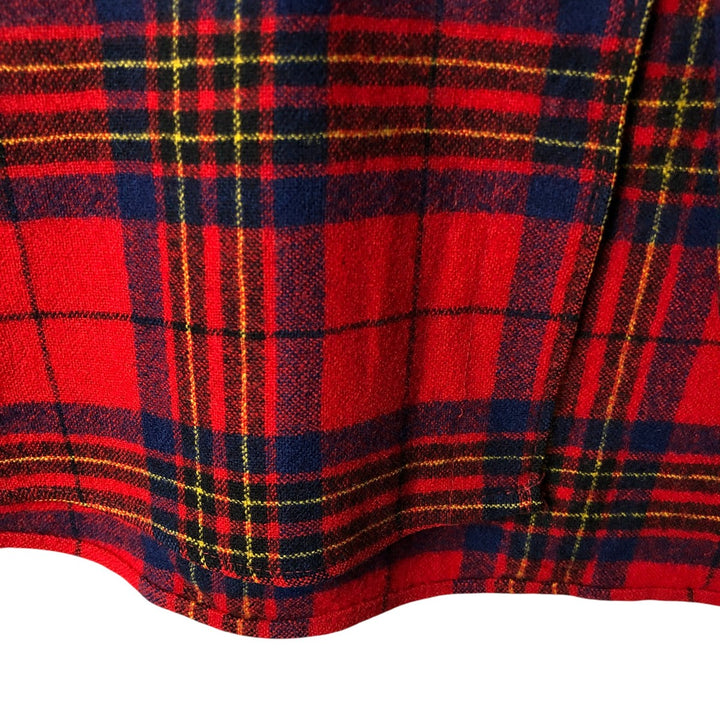 Vintage 1970'S Pendleton Check Pattern Wool Shirt, Made in USA, Men's Size Medium, Long Sleeve wool red type Vintage Second Hand