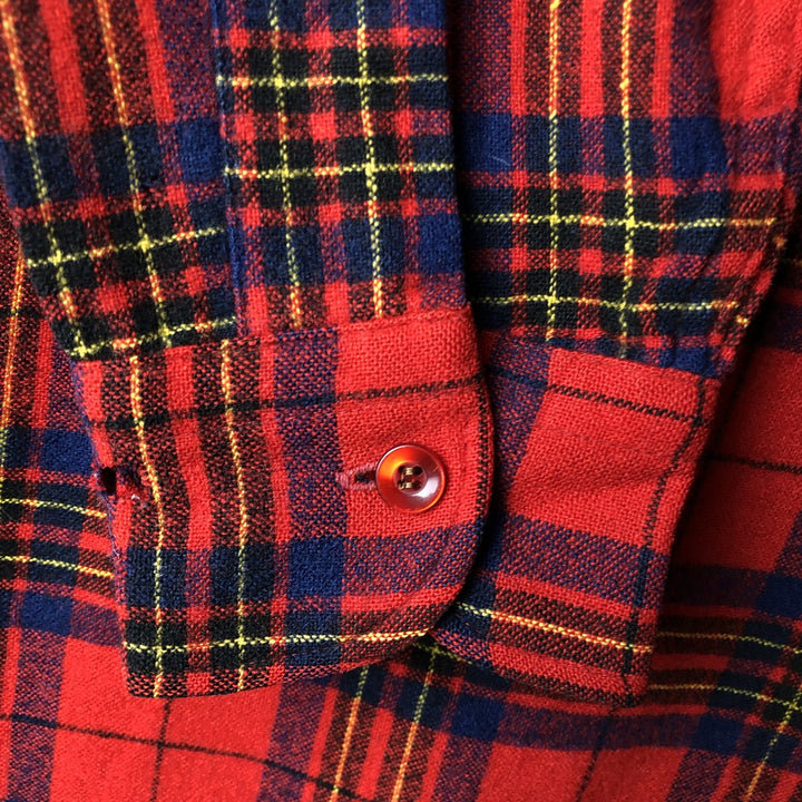 Vintage 1970'S Pendleton Check Pattern Wool Shirt, Made in USA, Men's Size Medium, Long Sleeve wool red type Vintage Second Hand
