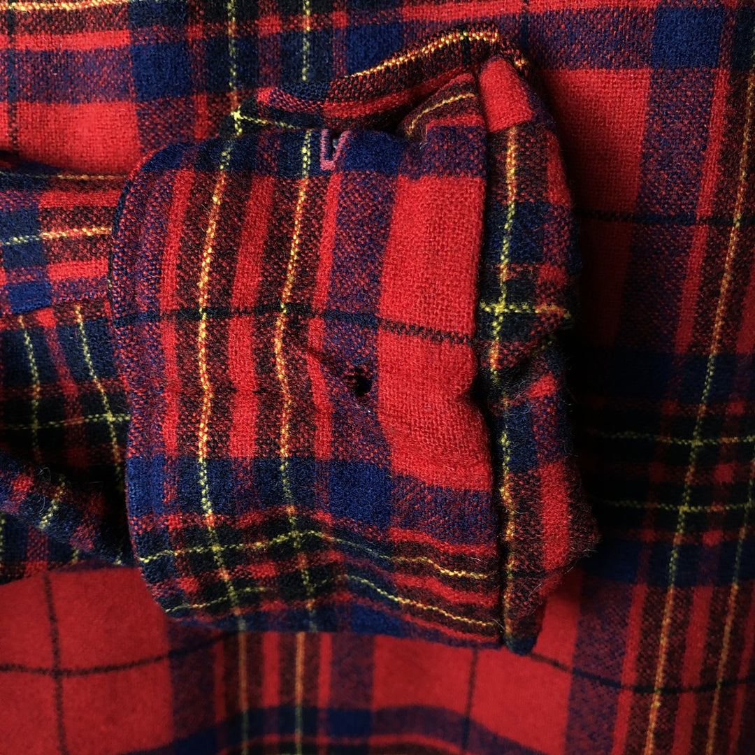 Vintage 1970'S Pendleton Check Pattern Wool Shirt, Made in USA, Men's Size Medium, Long Sleeve wool red type Vintage Second Hand
