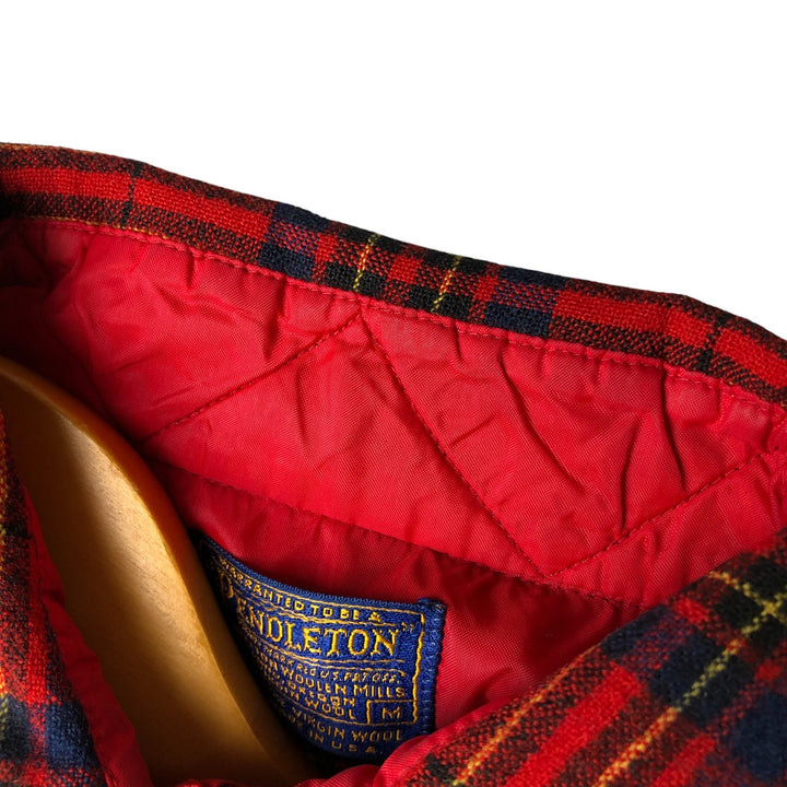 Vintage 1970'S Pendleton Check Pattern Wool Shirt, Made in USA, Men's Size Medium, Long Sleeve wool red type Vintage Second Hand