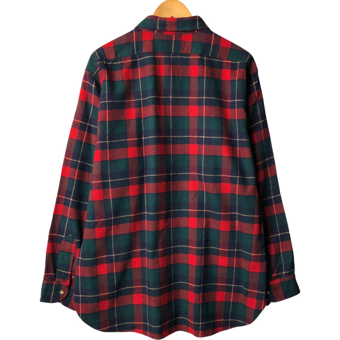 Vintage 70'S Pendleton Check Pattern Wool Shirt Made in USA Men's XL wool red type Vintage Second Hand