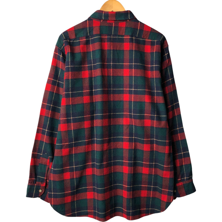 Vintage 70'S Pendleton Check Pattern Wool Shirt Made in USA Men's XL wool red type Vintage Second Hand