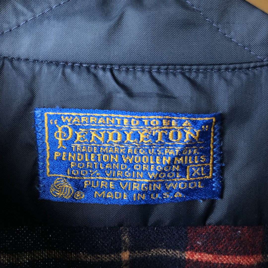 Vintage 70'S Pendleton Check Pattern Wool Shirt Made in USA Men's XL wool red type Vintage Second Hand