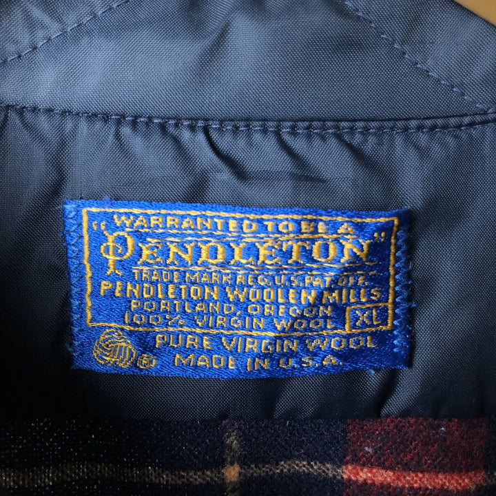 Vintage 70'S Pendleton Check Pattern Wool Shirt Made in USA Men's XL wool red type Vintage Second Hand