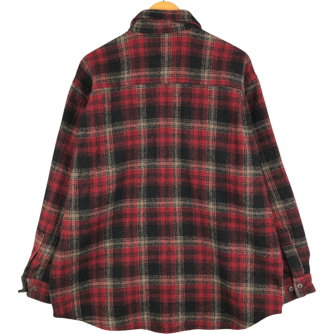 2000'S WOOLRICH Check Pattern Wool Shirt, Made in USA, Men's XL unclear red type Vintage Second Hand