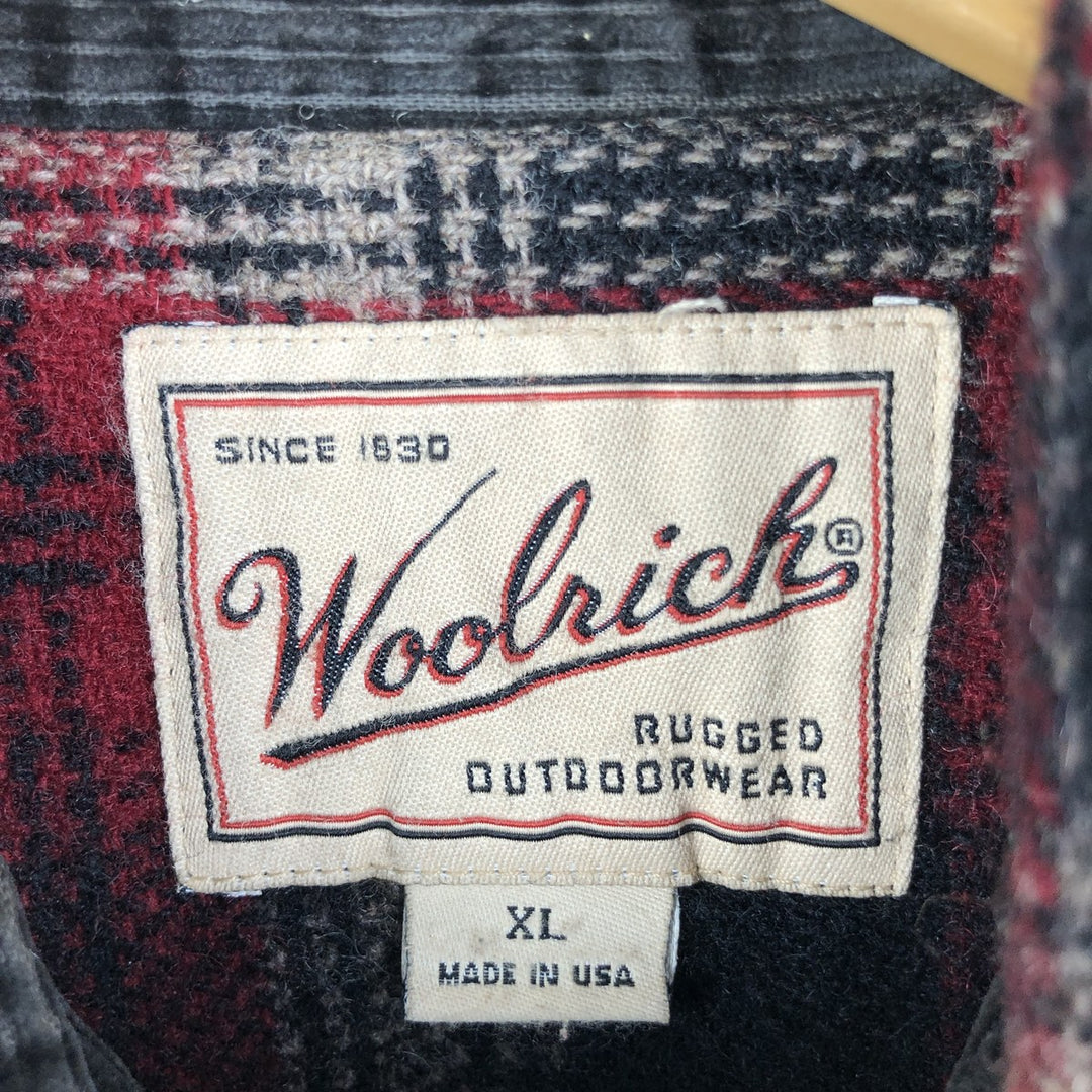 2000'S WOOLRICH Check Pattern Wool Shirt, Made in USA, Men's XL unclear red type Vintage Second Hand