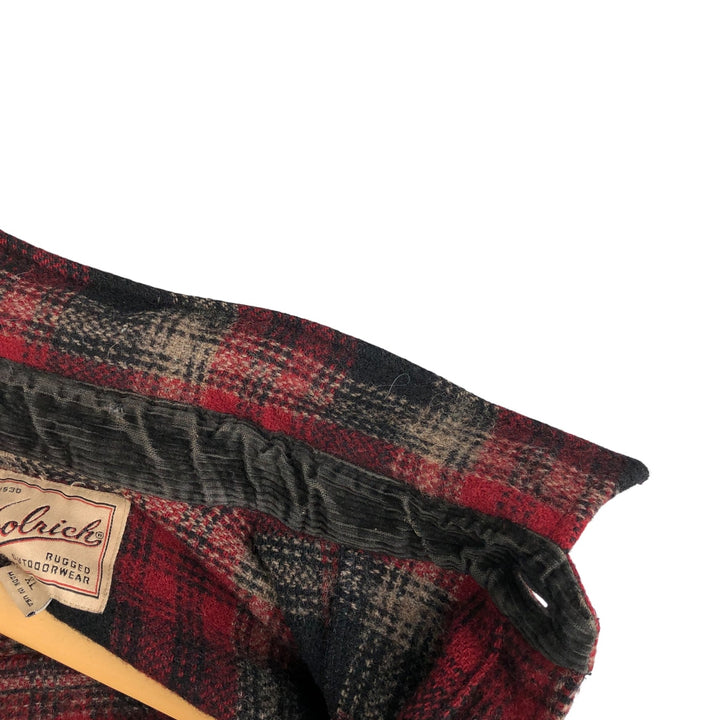 2000'S WOOLRICH Check Pattern Wool Shirt, Made in USA, Men's XL unclear red type Vintage Second Hand