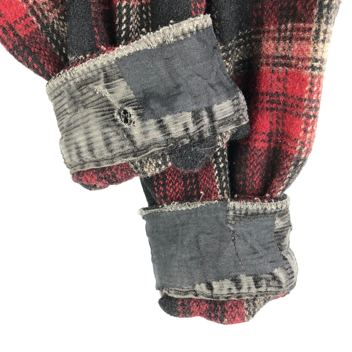 2000'S WOOLRICH Check Pattern Wool Shirt, Made in USA, Men's XL unclear red type Vintage Second Hand