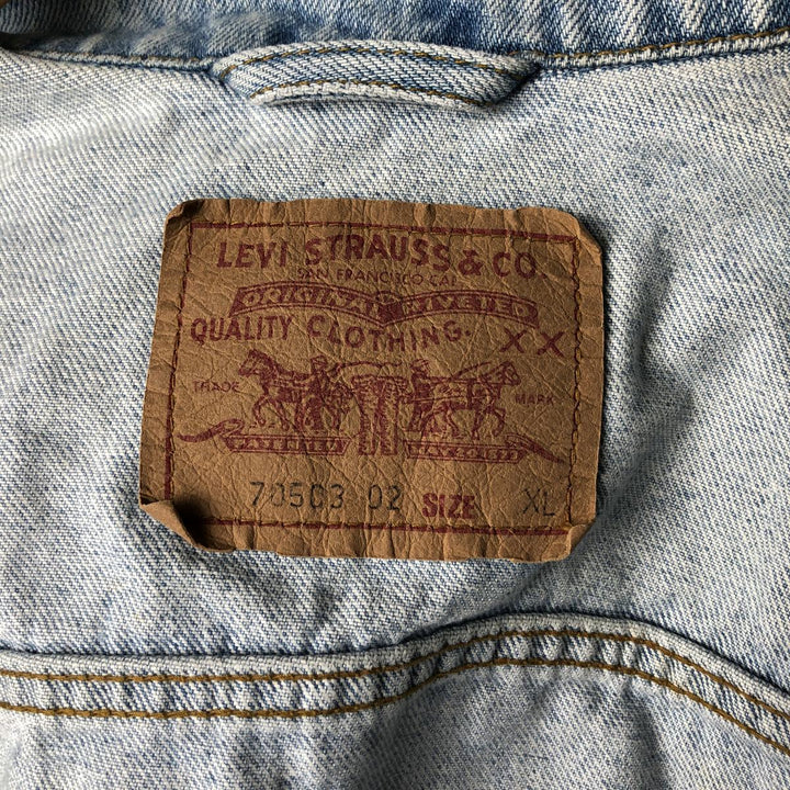 90'S Levi's 70503-0208 Denim Jacket, Men's XL, Vintage cotton blue type Vintage Second Hand