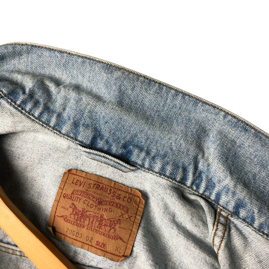 90'S Levi's 70503-0208 Denim Jacket, Men's XL, Vintage cotton blue type Vintage Second Hand