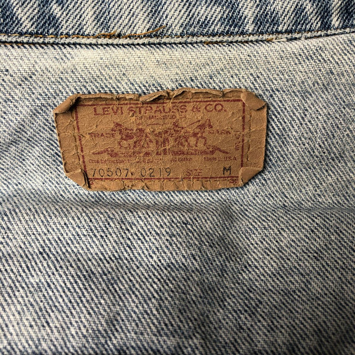 90'S Levi's 70507-0219 Chemical Wash Denim Jacket, Made in USA, Men's Size Medium, Vintage cotton blue type Vintage Second Hand