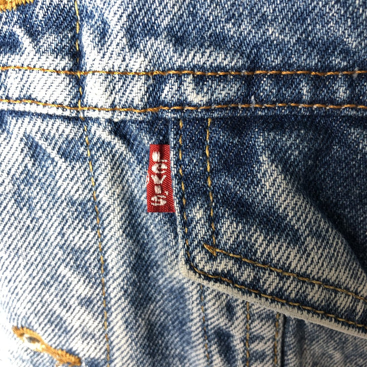 90'S Levi's 70507-0219 Chemical Wash Denim Jacket, Made in USA, Men's Size Medium, Vintage cotton blue type Vintage Second Hand