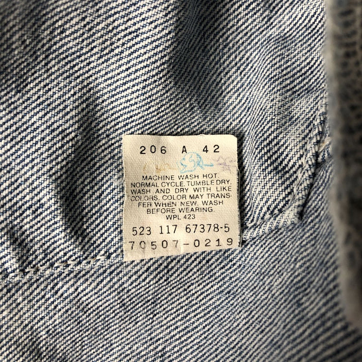 90'S Levi's 70507-0219 Chemical Wash Denim Jacket, Made in USA, Men's Size Medium, Vintage cotton blue type Vintage Second Hand